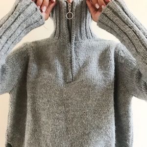 Cozy Zara Quarter Zip Sweater in Cool Grey/ Blue